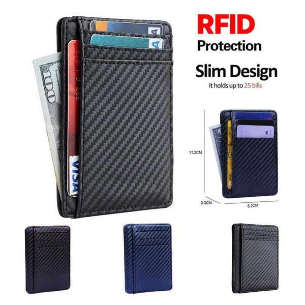 storage bags slim front pocket wallet id holder case rfid blocking penny purse