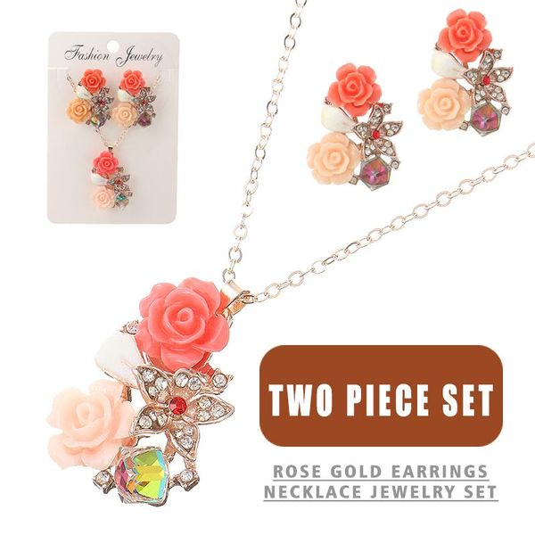 earrings & necklace trendy crystal rose flower earring lovely romantic bridal jewelry set pink red stud for women wedding, Silver
earrings & necklace trendy crystal rose flower earring lovely romantic bridal jewelry set pink red stud for women wedding, Silver