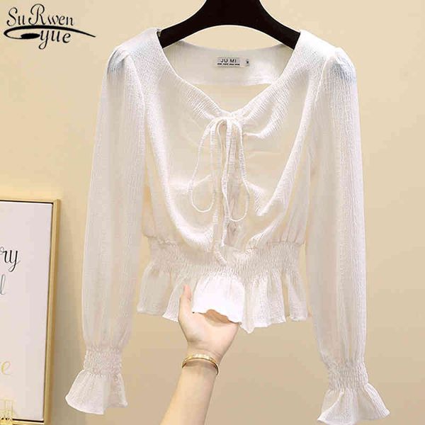autumn slim korean long sleeve all-match overall for women solid women's shirt drawstring short female blusas 11059 210427, White
autumn slim korean long sleeve all-match overall for women solid women's shirt drawstring short female blusas 11059 210427, White