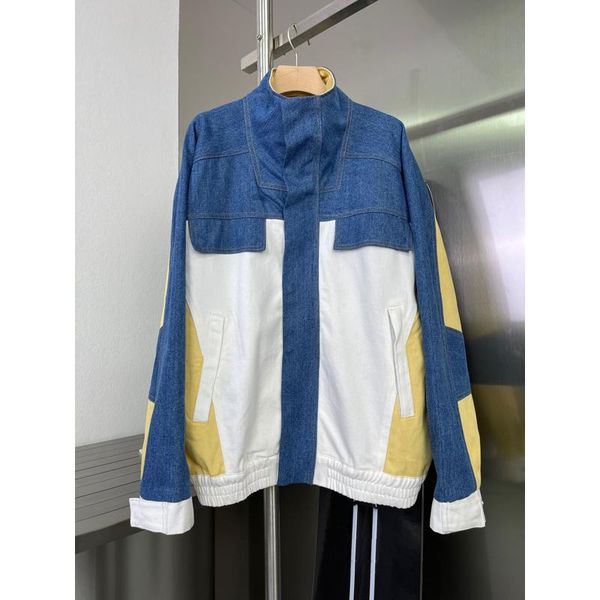 4.1 high end women's fashion patchwork contrast color denim jacket or waist straight jeans set two piece pants, White
4.1 high end women's fashion patchwork contrast color denim jacket or waist straight jeans set two piece pants, White