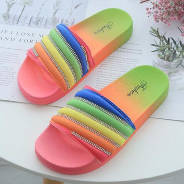 summer rainbow inclined drill fashion non-slip womens slippers comfortable flip-flops candy colored outdoor beach shoes qq80, Black
summer rainbow inclined drill fashion non-slip womens slippers comfortable flip-flops candy colored outdoor beach shoes qq80, Black
