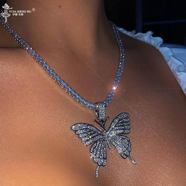 pendant necklaces big butterfly sliver necklace rhinestone chain for women bling tennis crystal choker jewelry party gift, Silver
pendant necklaces big butterfly sliver necklace rhinestone chain for women bling tennis crystal choker jewelry party gift, Silver