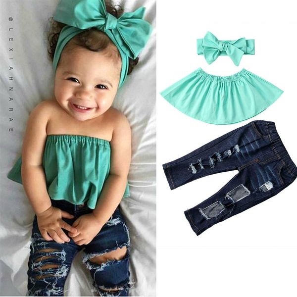 1-6y baby girls clothes set 2021 summer kids ruffle cropped tube +ripped denim pant jeans 3pcs fashion children outfits clothing sets, White
1-6y baby girls clothes set 2021 summer kids ruffle cropped tube +ripped denim pant jeans 3pcs fashion children outfits clothing sets, White