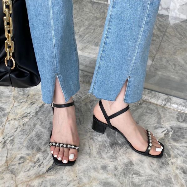 sandals fashion temperament female summer fairy wind medium heel thick 2021 women's shoes one-line buckle high, Black
sandals fashion temperament female summer fairy wind medium heel thick 2021 women's shoes one-line buckle high, Black