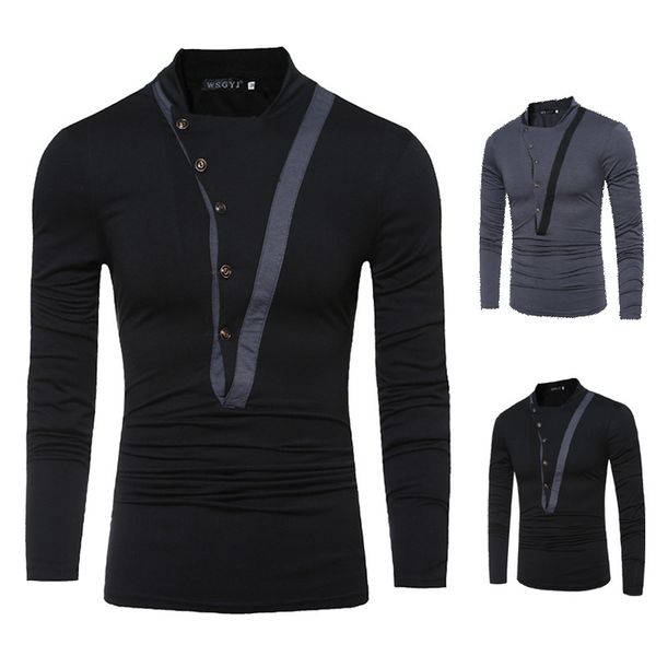 male shirt, long sleeve, turtleneck, pullover with button oblique, simplicity, skinny shirt., White;black
male shirt, long sleeve, turtleneck, pullover with button oblique, simplicity, skinny shirt., White;black