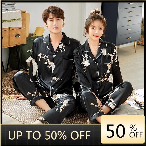 men's sleepwear spring autumn pajamas imitation lovers long sleeve wedding nightwear women's suits housewear, Black;brown
men's sleepwear spring autumn pajamas imitation lovers long sleeve wedding nightwear women's suits housewear, Black;brown
