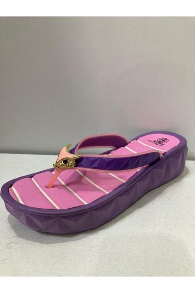 slippers women's pink thong thick sole, Black
