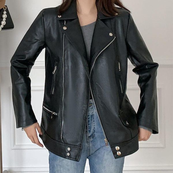 women's leather & faux spring autumn women black pu jacket loose casual motorcycle biker female zipper lapel long sleeve streetwear
women's leather & faux spring autumn women black pu jacket loose casual motorcycle biker female zipper lapel long sleeve streetwear