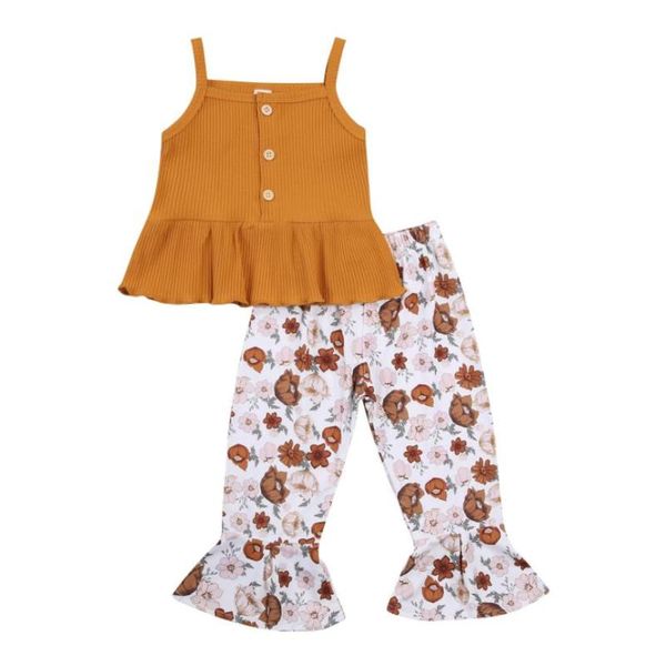 clothing sets kids girls 2-piece outfit set sleeveless floral flared pants for children baby, White
clothing sets kids girls 2-piece outfit set sleeveless floral flared pants for children baby, White