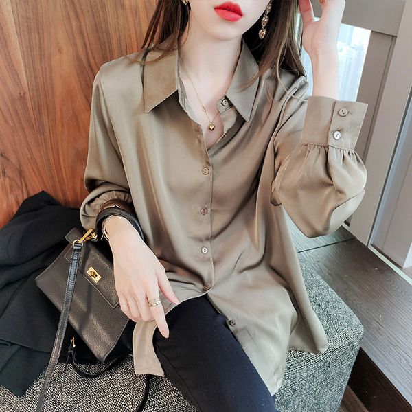 vintage blouse women's female spring plus size shirt fashion casual button up satin silk shirt women 232e 210420, White
vintage blouse women's female spring plus size shirt fashion casual button up satin silk shirt women 232e 210420, White