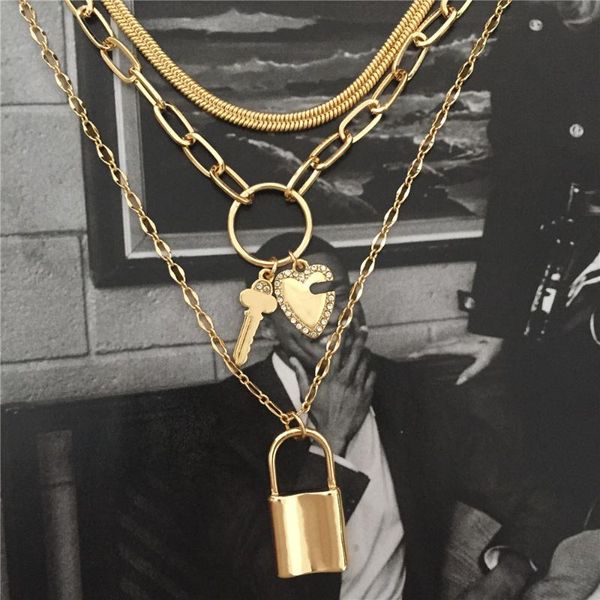 pendant necklaces trendy gold color key lock heart charm layered necklace for women girl elegant gorgeous casual lovely jewelry accessory, Silver
pendant necklaces trendy gold color key lock heart charm layered necklace for women girl elegant gorgeous casual lovely jewelry accessory, Silver