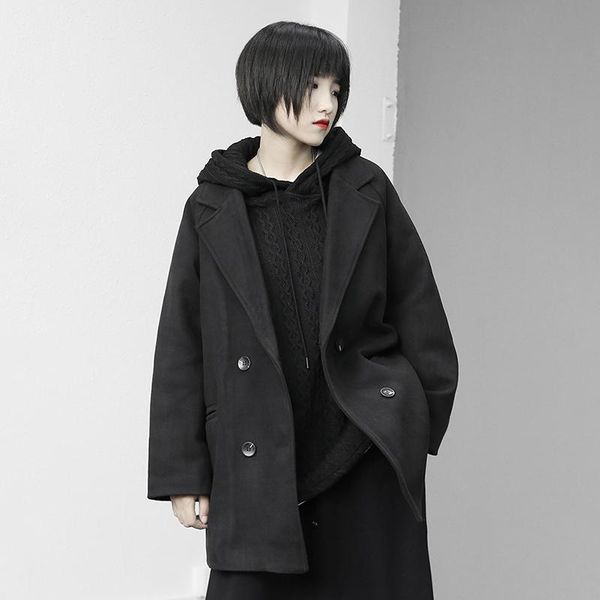 women's wool & blends big loose fit size vintage temperament thick woolen coat parkas long sleeve women fashion tide autumn winter 2021, Black
women's wool & blends big loose fit size vintage temperament thick woolen coat parkas long sleeve women fashion tide autumn winter 2021, Black