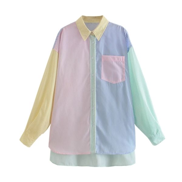 summer women contrast color splicing striped shirt female long sleeve blouse casual lady loose blusas s8979 210430, White
summer women contrast color splicing striped shirt female long sleeve blouse casual lady loose blusas s8979 210430, White