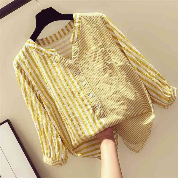arrival spring korea fashion women 3/4 sleeve casual v-neck shirts all-matched loose striped blouses ladies s89 210512, White
arrival spring korea fashion women 3/4 sleeve casual v-neck shirts all-matched loose striped blouses ladies s89 210512, White