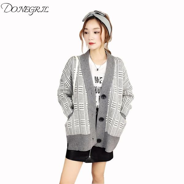 women's sweaters 2021 autumn knitting loose fashion grid cardigans long sleeve simple style female korea coats, White;black
women's sweaters 2021 autumn knitting loose fashion grid cardigans long sleeve simple style female korea coats, White;black