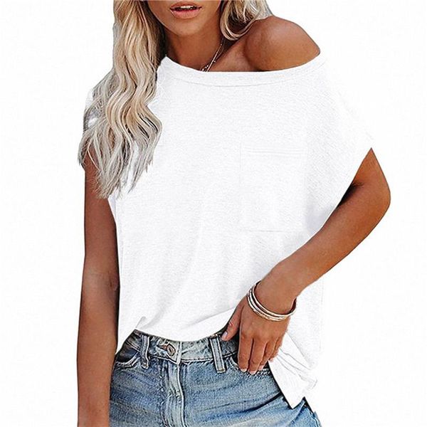 women's t-shirt solid color pocket off shoulder short sleeve 2021 summer women casual loose plus size tee pullover streetwear 2xl, White
women's t-shirt solid color pocket off shoulder short sleeve 2021 summer women casual loose plus size tee pullover streetwear 2xl, White
