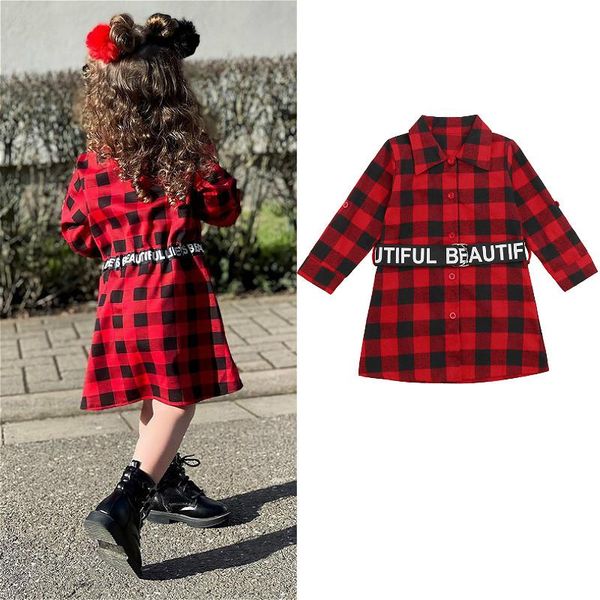 girl's dresses fashion kids christmas plaid dress turn-down collar long sleeve shirt with letters printing waist belt for girls 1-6 yea, Red;yellow
girl's dresses fashion kids christmas plaid dress turn-down collar long sleeve shirt with letters printing waist belt for girls 1-6 yea, Red;yellow