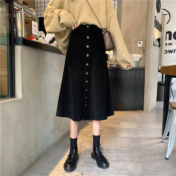skirts autumn winter skirt women korean version thin high waist mid-length student's single-breasted corduroy s 803t, Black
skirts autumn winter skirt women korean version thin high waist mid-length student's single-breasted corduroy s 803t, Black