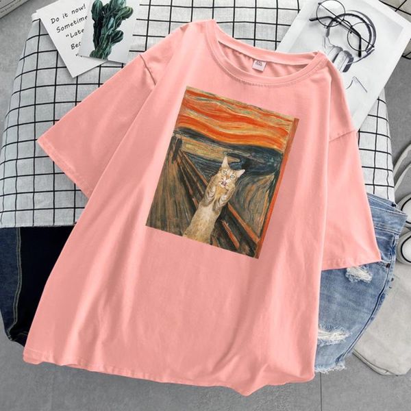 the scream art style retort cat women's t-shirt korean casual t shirts 2021 summer cool shirt fashion ins tees for women, White
the scream art style retort cat women's t-shirt korean casual t shirts 2021 summer cool shirt fashion ins tees for women, White