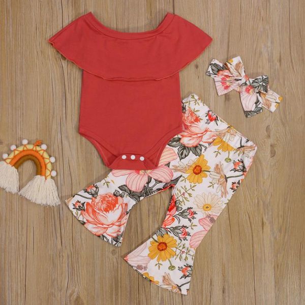 clothing sets baby girls three-piece clothes set, boat neck short sleeve romper, floral printed pattern flared pants and headdress summer, White
clothing sets baby girls three-piece clothes set, boat neck short sleeve romper, floral printed pattern flared pants and headdress summer, White