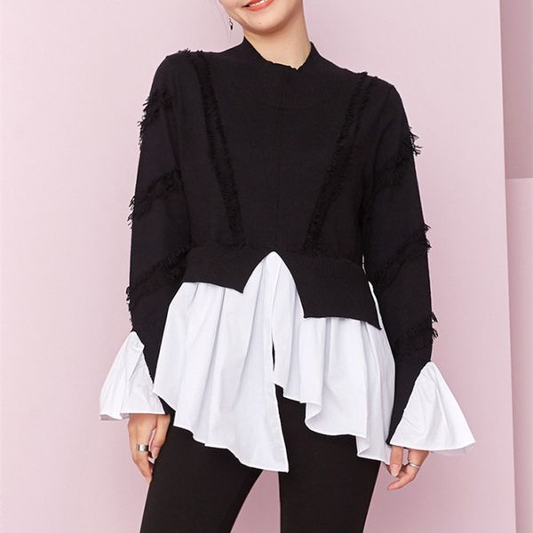 women's sweaters female nightgown autumn single block colour long female asymmetric sleeves of knitted or crocheted casual windcheaters, White;black
women's sweaters female nightgown autumn single block colour long female asymmetric sleeves of knitted or crocheted casual windcheaters, White;black