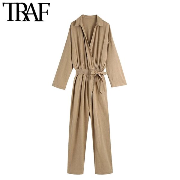 women fashion with belt side pockets striped jumpsuits vintage long sleeve elastic waist female playsuits mujer 210507, Black;white
women fashion with belt side pockets striped jumpsuits vintage long sleeve elastic waist female playsuits mujer 210507, Black;white