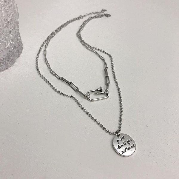 pendant necklaces allme simple titanium steel letter printing coin necklace for women double layers beaded chain chokers 2021, Silver
pendant necklaces allme simple titanium steel letter printing coin necklace for women double layers beaded chain chokers 2021, Silver