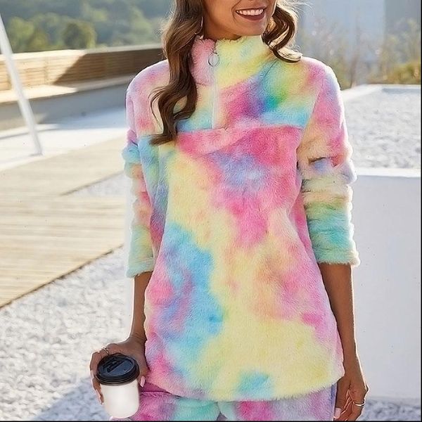 rainbow tie dye autumn winter womens hoodie plush teddy fleece coats and jackets female faux fur oversize pullover, Black
rainbow tie dye autumn winter womens hoodie plush teddy fleece coats and jackets female faux fur oversize pullover, Black