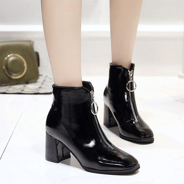 boots women ankle fashion ladies pumps high heels thin plush autumn patent leather shoes zipper square toe winter, Black
boots women ankle fashion ladies pumps high heels thin plush autumn patent leather shoes zipper square toe winter, Black