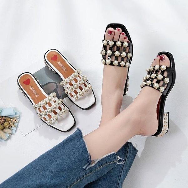 womens sping autumn square chunky middle heeled beads slippers elegant delicate pretty slides all matching shoes, Black
womens sping autumn square chunky middle heeled beads slippers elegant delicate pretty slides all matching shoes, Black