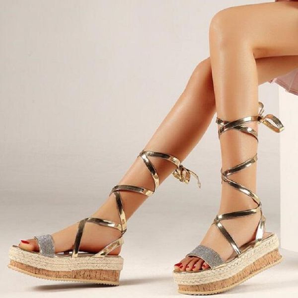 summer golden wedge espadrilles women sandals open toe gladiator casual lace up crystal platform big size, Black
summer golden wedge espadrilles women sandals open toe gladiator casual lace up crystal platform big size, Black