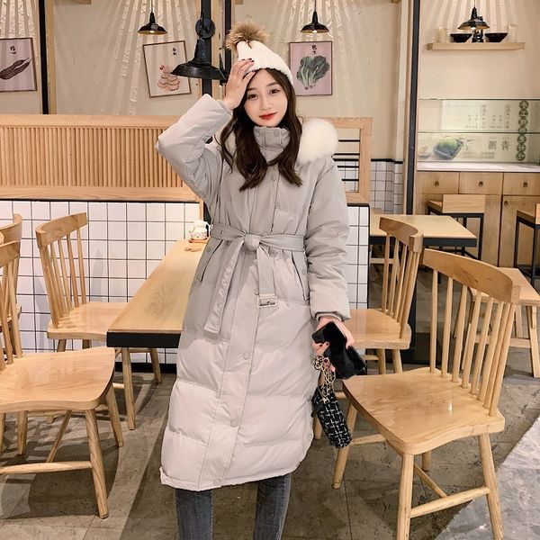 net red white duck down jacket women's medium long over the knee thick fur collar fashion coat adjustable waist 210520, Black
net red white duck down jacket women's medium long over the knee thick fur collar fashion coat adjustable waist 210520, Black