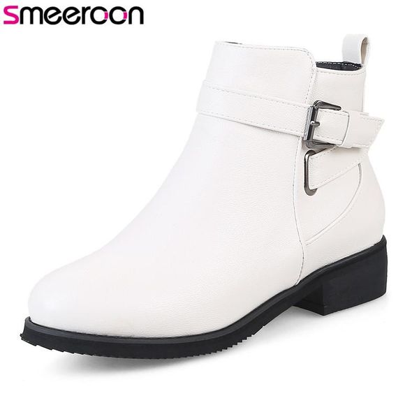 boots smeeroon zip+buckle med heels ankle for women autumn winter round toe prom shoes big size 33-43, Black 
boots smeeroon zip+buckle med heels ankle for women autumn winter round toe prom shoes big size 33-43, Black