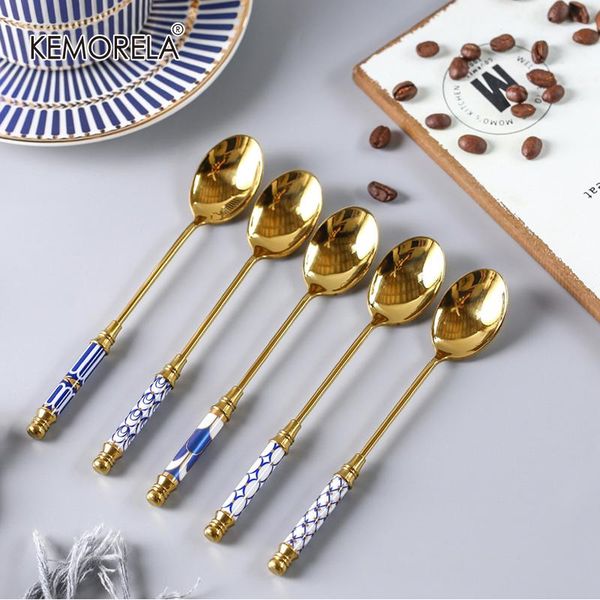 spoons 5pcs stainless steel tableware gold plated coffee spoon dessert ceramic handle kitchen supplies
spoons 5pcs stainless steel tableware gold plated coffee spoon dessert ceramic handle kitchen supplies