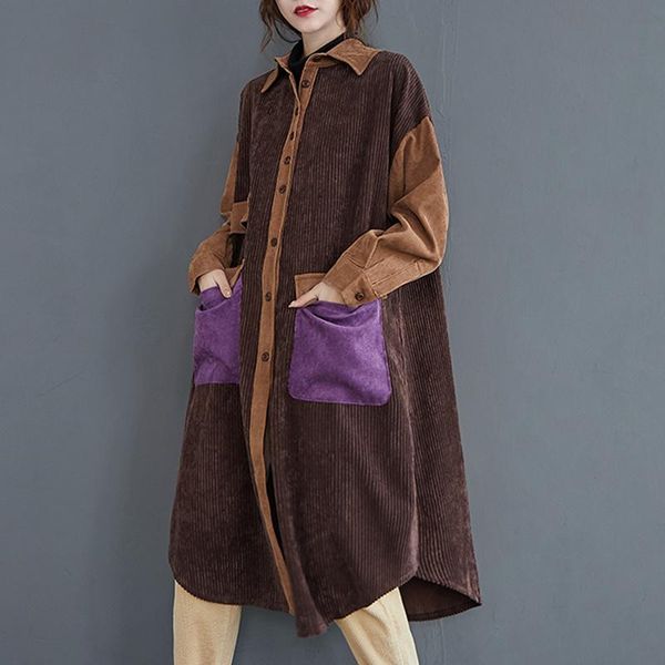 women's trench coats fairynatural winter female corduroy loose casual windbreaker women outwear retro patchwork brown long clothing, Tan;black
women's trench coats fairynatural winter female corduroy loose casual windbreaker women outwear retro patchwork brown long clothing, Tan;black