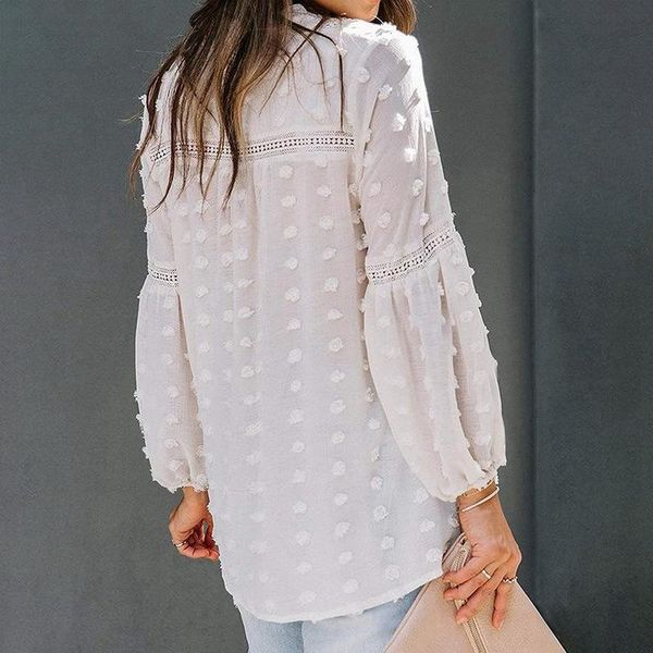 women's blouses & shirts casual lace long sleeve v-neck shirt summer cut blank retro polka dot ladies office top, White
women's blouses & shirts casual lace long sleeve v-neck shirt summer cut blank retro polka dot ladies office top, White