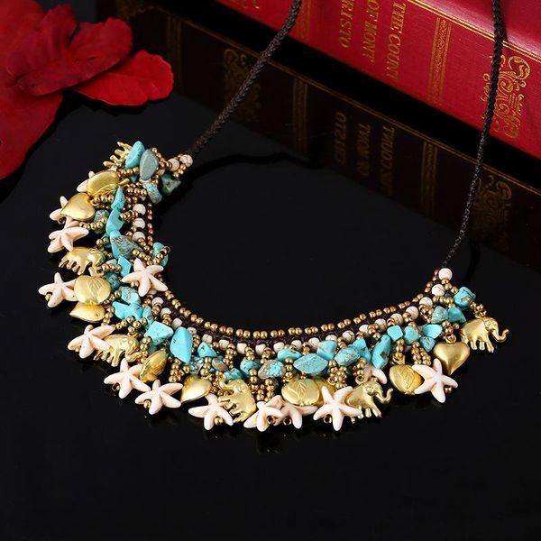 chokers bohemian style colorful necklace women's custom hand braided nature stones starfish short choker, Golden;silver
chokers bohemian style colorful necklace women's custom hand braided nature stones starfish short choker, Golden;silver