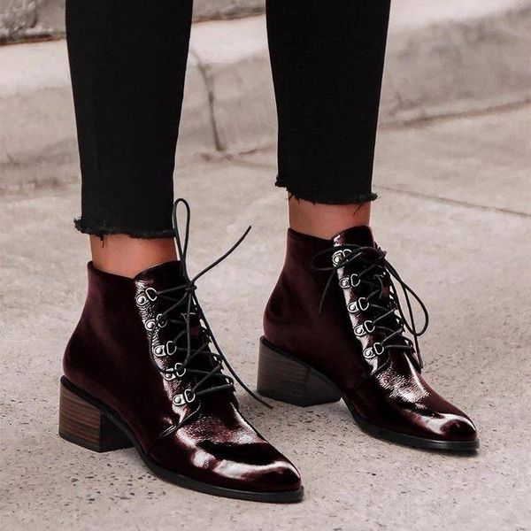 boots thick heel fashionable round head short tube women's large leather, Black 
boots thick heel fashionable round head short tube women's large leather, Black