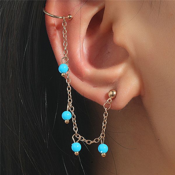 long chain beaded ear cuff women alloy retro tassel link earrings european punk party gift gold stud earring no hole jewelry accessories who, Silver
long chain beaded ear cuff women alloy retro tassel link earrings european punk party gift gold stud earring no hole jewelry accessories who, Silver