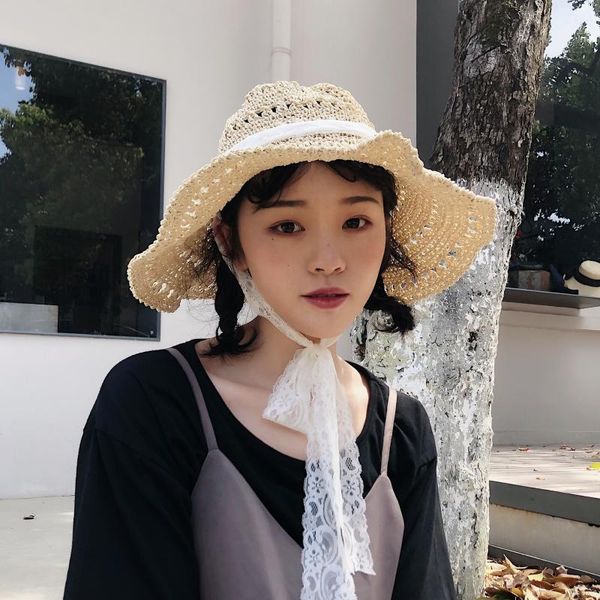 korean version folding sweet lace tie straw hat with big brim hollow beach vacation sun for women summer sunshade wide hats, Blue;gray
korean version folding sweet lace tie straw hat with big brim hollow beach vacation sun for women summer sunshade wide hats, Blue;gray