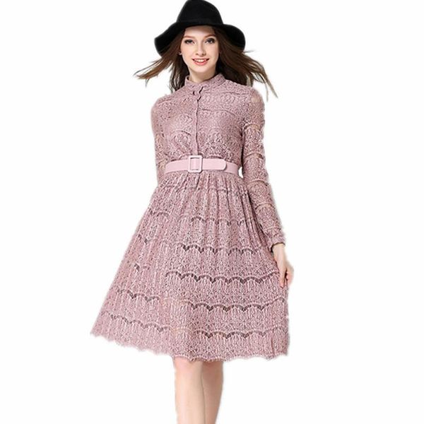 casual dresses 2021 autumn winter vintage elegant flare pink lace long sleeve high waist women dress office evening party, Black;gray
casual dresses 2021 autumn winter vintage elegant flare pink lace long sleeve high waist women dress office evening party, Black;gray