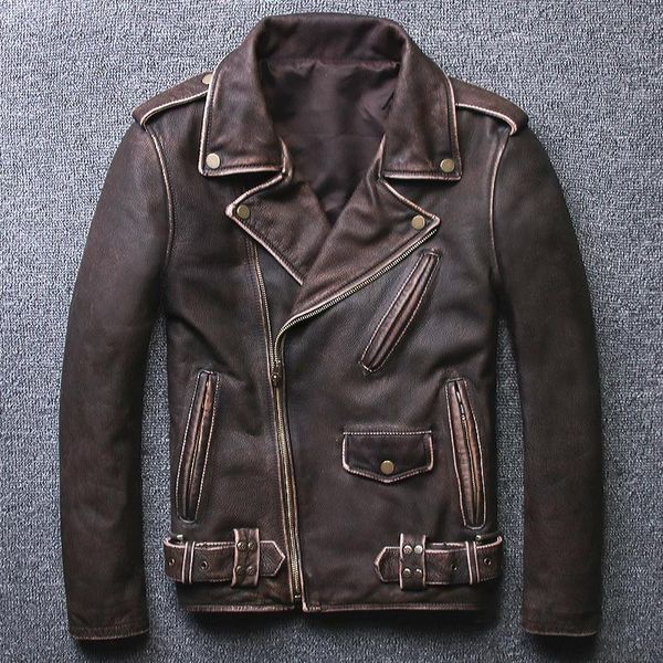men's leather & faux nice dark brown vintage man genuine jackets cow slim plus size coats, Black
men's leather & faux nice dark brown vintage man genuine jackets cow slim plus size coats, Black