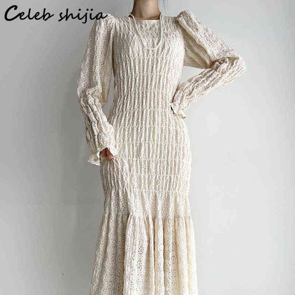 vintage ruffles maxi dress woman o-neck flare sleeve slim waist elegant dress bodycon hollow out korean fashion chic clothing y1204, Black;gray
vintage ruffles maxi dress woman o-neck flare sleeve slim waist elegant dress bodycon hollow out korean fashion chic clothing y1204, Black;gray
