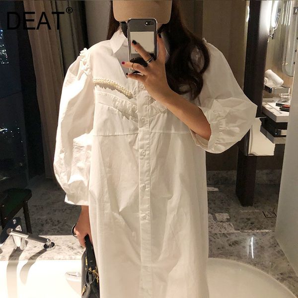 women white patchwork beading blouse lapel long puff sleeve loose fit shirt fashion tide spring autumn 7d0039 210421
women white patchwork beading blouse lapel long puff sleeve loose fit shirt fashion tide spring autumn 7d0039 210421