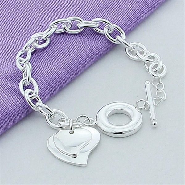 charm bracelets 925 silver delicate double-heart to-clasp bracelet for women wedding engagement birthday anniversary fashion jewelry, Golden;silver
charm bracelets 925 silver delicate double-heart to-clasp bracelet for women wedding engagement birthday anniversary fashion jewelry, Golden;silver