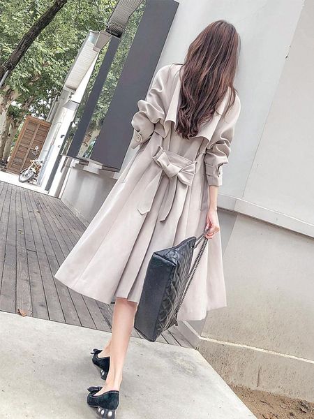 women's trench coats early autumn windbreaker medium and long korean 2021 high-end leisure thin over knee coat, Tan;black
women's trench coats early autumn windbreaker medium and long korean 2021 high-end leisure thin over knee coat, Tan;black