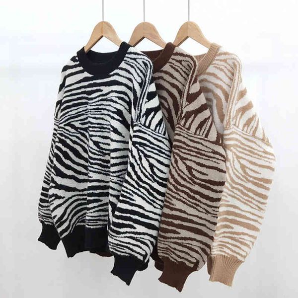 paris girl autumn winter zebra striped print vintage sweater women o neck loose knitted pullove lantern sleeve ladies jumpers 210524, White;black
paris girl autumn winter zebra striped print vintage sweater women o neck loose knitted pullove lantern sleeve ladies jumpers 210524, White;black