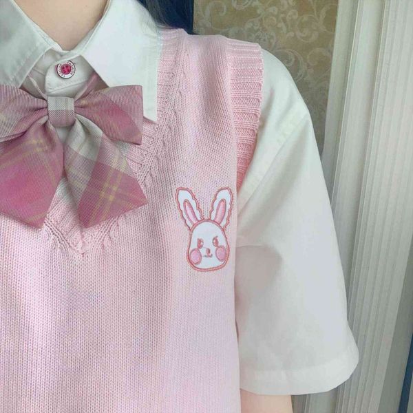 harajuku pink small rabbit women sweater embroidery autumn japanese style cute vest high school knitting pullover, White;black
harajuku pink small rabbit women sweater embroidery autumn japanese style cute vest high school knitting pullover, White;black