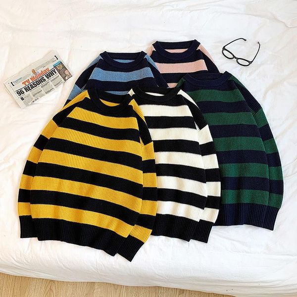 men's sweaters striped knit sweater casual all-match o-neck loose long sleeve pullover coat trend color contrast male clothes winter, White;black
men's sweaters striped knit sweater casual all-match o-neck loose long sleeve pullover coat trend color contrast male clothes winter, White;black