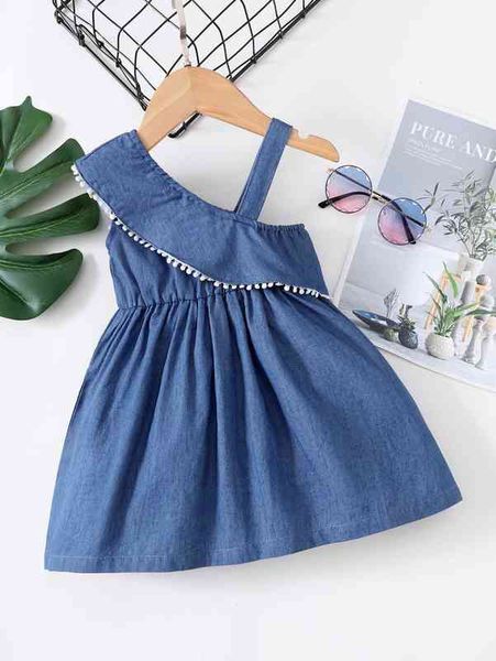 baby asymmetrical neck guipure lace detail ruffle trim denim dress she, Blue
baby asymmetrical neck guipure lace detail ruffle trim denim dress she, Blue
